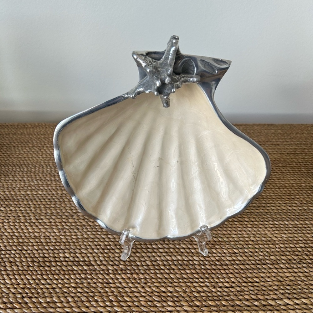 Sea shell candy dish w sterling silver